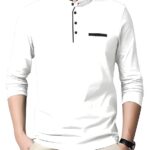 AUSK Men's Cotton Henley Neck Full Sleeve Solid Regular Fit T-Shirt