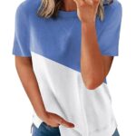 Biucly Women's Short Sleeve Crewneck Shirts Loose Casual Tee T-Shirt