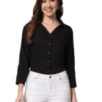 FUNDAY FASHION Women Regular Fit Solid V Collered Casual Shirt