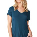 Fabricorn Solid Stylish UpDown V-Neck Cotton Tshirt for Women