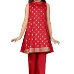Fashion Dream Girl's Taffeta Kurta And Pant Suit Sets