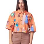 GRECIILOOKS Women's Short Sleeve Button-Down Shirt