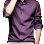 IndoPrimo Men's Stylish Solid Satin Casual Shirt for Men Full Sleeve
