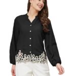 J TURRITOPSIS Women's Stylish Embroidered Casual Shirt(320-JT)