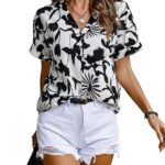 Leriya Fashion Women's Short Sleeve Button-Down Shirt