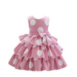 Niren Enterprise Baby-Girl's Satin Blend A-Line Knee-Length Pink Polka DOT Frock