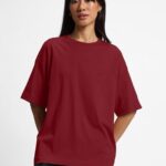 Pure Cotton Drop Shoulder Oversized Baggy Fit Half Sleeve Plain Solid Round Neck