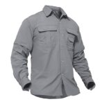 TACVASEN Men's Breathable Quick Dry UV Protection Solid Convertible Long Sleeve Shirt