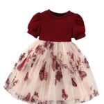TAGAS Girls Embroidery Pattern Cap Sleeve Dress