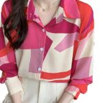 Trendy Queen Women's Printed Straight Mandarin Neck Shirt for Women's