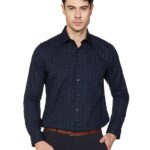 Van Heusen Men's 100% Cotton Slim Fit Checkered Solid Shirt