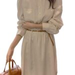 Chubikime Long Dress, Autumn, Women's, Long Sleeve, Adult Dress, Crew Neck, Spring, Simple, Loose