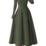 PRETTYGARDEN Cocktail Dresses for Women 2026 Elegant Classy Fall Long Sleeve Midi A Line Flowy Modest Winter Party Dress