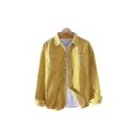 Men Shirts, Men Pocket Solid Color Shirt Fall Lapel Collar Large Size Long Sleeve Shirt