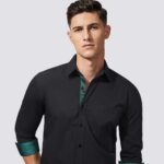 HISDERN Men's Dress Shirts Long Sleeve Business Formal Shirts Casual Inner Contrast Button Down Wedding Shirts for Men
