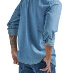 Wrangler Men's Iconic Denim Regular Fit Snap Shirt