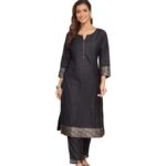 Fabindia Black Silk Pant & Kurta Set